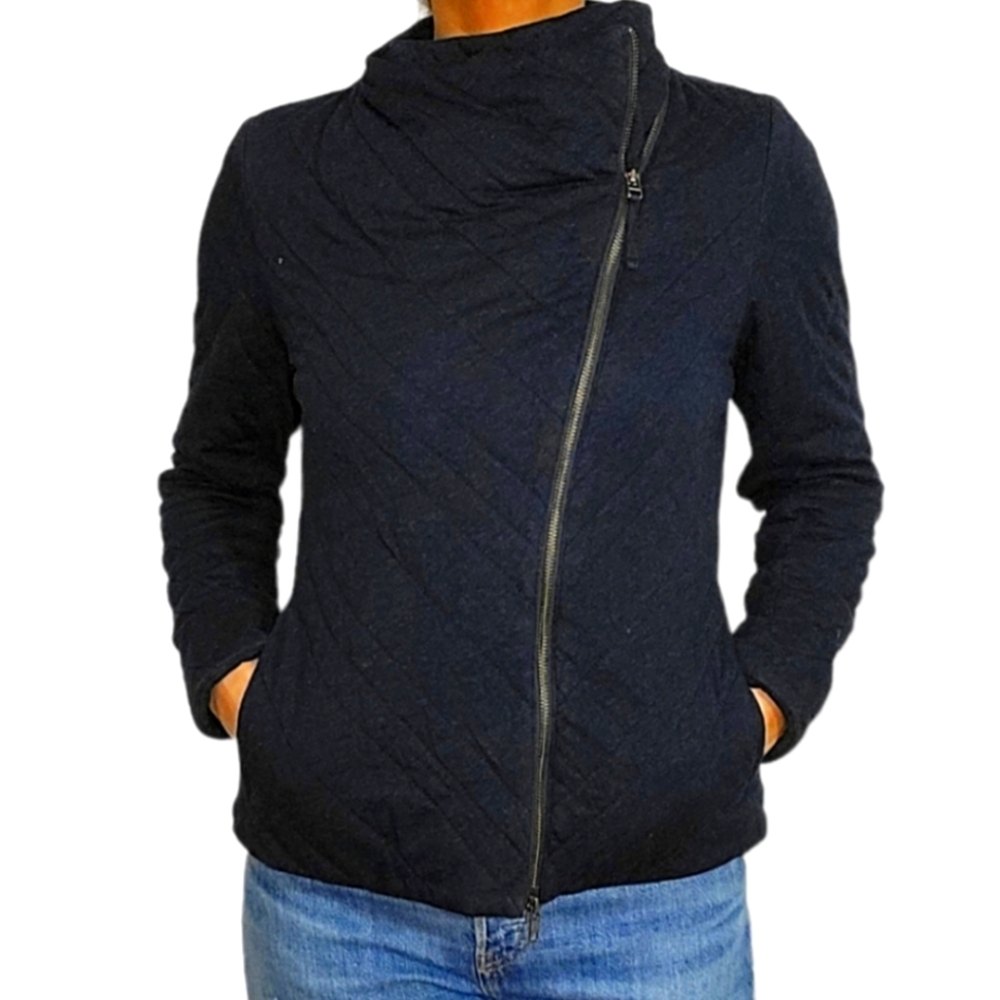 Eileen Fisher Organic Cotton Quilted Jacket XS Moto Light Coat